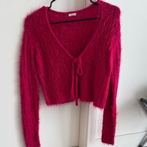Garage Fuzzy Hot Pink Cardigan